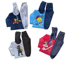 Conjunto de moletom com touca infantil/ juvenil kit com 3