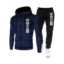 Conjunto De Moletom Com Zíper E Calças Casuais Para Homens, Roupas Esportivas Quentes De Outono E