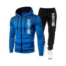 Conjunto De Moletom Com Zíper E Calças Casuais Para Homens, Roupas Esportivas Quentes De Outono E