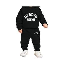 Conjunto De Moletom De Fleece Para Bebê Menino Com Calças Esportivas 'Pai Pequeno Bebê' Impressão