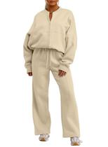 Conjunto de moletom e calça de moletom femininos Aleumdr com zíper Conjunto de moletom e calça de moletom femininos Aleumdr com zíper