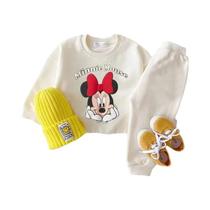Conjunto De Moletom E Calças Cinza Do Mickey Mouse Para Bebês Meninos, Moda Casual