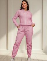 Conjunto de moletom feminino barato Blusa de frio Grossa com zíper e touca Calça de moletom Flanelada Quente
