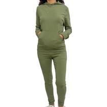 Conjunto de Moletom Feminino Básico com Capuz e Bolso Canguru