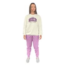 Conjunto de Moletom Feminino Blusa Sem Capuz e Calça Jogger Estampado