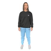 Conjunto de Moletom Feminino Blusa Sem Capuz e Calça Jogger Estampado