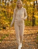 Conjunto De Moletom Feminino Casual Com Capuz E Zíper Frontal Estilo Minimalista Outono Inverno