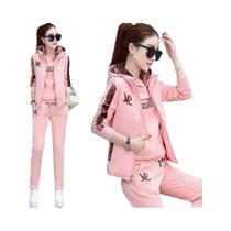 Conjunto De Moletom Feminino Com Capuz, Casual E Fashion, Três Peças Para Outono E Inverno, Tops E