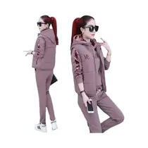 Conjunto De Moletom Feminino Com Capuz, Casual E Fashion, Três Peças Para Outono E Inverno, Tops E