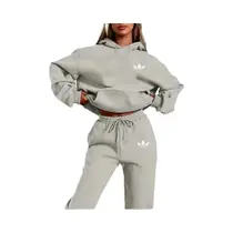 Conjunto De Moletom Feminino Com Capuz De Pelúcia, Estilo Hip Hop Casual, 2 Peças, Com Estampa De