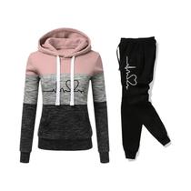 Conjunto De Moletom Feminino Com Capuz E Calças Coloridas, Roupa Casual Para Corrida E Esporte S-3XL