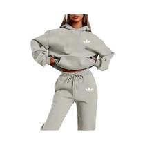 Conjunto De Moletom Feminino Com Capuz, Estilo Casual Hip Hop, 2 Peças Com Estampa De Letras, Roupas