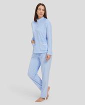 Conjunto de Moletom Feminino com Estampa de Corações Confortável Azul Celeste Lohe Conjunto de Moletom Feminino com Estampa de Corações Confortável Azul Celeste Lohe