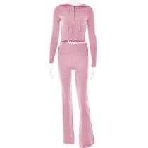 Conjunto De Moletom Feminino Com Suéter De Manga Longa E Capuz, Calças Flare, Conjunto De 2 Peças Em