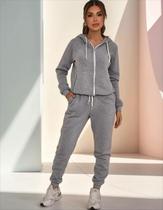 Conjunto de moletom feminino com Zíper e capuz