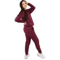 Conjunto De Moletom Feminino Forrado Quente - Inverno