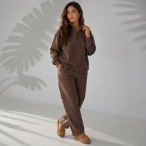 Conjunto de Moletom Feminino Gola Alta Ziper Confortável -