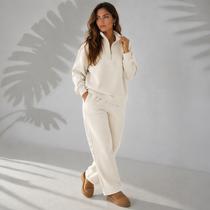 Conjunto de Moletom Feminino Gola Alta Ziper Confortável - Conjunto de Moletom Feminino Gola Alta Ziper Confortável -