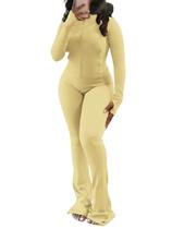 Conjunto de Moletom Feminino Ophestin Jaqueta e Calça Flare (2 peças)