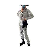 Conjunto De Moletom Feminino Oversized De Inverno Em Duas Peças, Hoodie E Calças De Moletom Em Cor