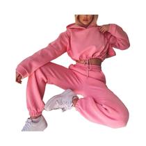 Conjunto De Moletom Feminino Oversized De Inverno Em Duas Peças, Hoodie E Calças De Moletom Em Cor