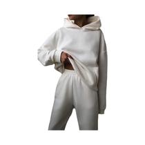 Conjunto De Moletom Feminino Oversized: Moda Outono, Blusão Quente Com Capuz E Calça Comprida Casual