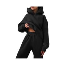 Conjunto De Moletom Feminino Oversized: Moda Outono, Blusão Quente Com Capuz E Calça Comprida Casual
