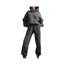 Conjunto De Moletom Feminino Oversized Quente Para Outono: Blusão Com Capuz E Calça Comprida Casual Conjunto De Moletom Feminino Oversized Quente Para Outono: Blusão Com Capuz E Calça Comprida Casual