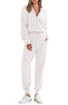 Conjunto de Moletom Feminino PRETTYGARDEN 2 Peças Suéter XL Branco
