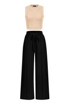 Conjunto de Moletom Feminino PRETTYGARDEN com Top Cropped Preto G Conjunto de Moletom Feminino PRETTYGARDEN com Top Cropped Preto G