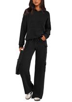 Conjunto de Moletom Feminino PRETTYGARDEN Preto XL Conjunto de Moletom Feminino PRETTYGARDEN Preto XL