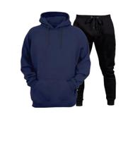 Conjunto de Moletom Flanelado Abrigo Blusa de frio + Calça de moletom Masculino e Feminino Ref 001