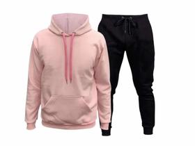 Conjunto de Moletom Flanelado Abrigo Blusa de frio + Calça de moletom Masculino e Feminino Ref 001