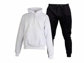 Conjunto de Moletom Flanelado Abrigo Blusa de frio + Calça de moletom Masculino e Feminino Ref 001