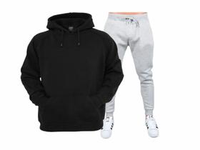 Conjunto de Moletom Flanelado Abrigo Blusa de frio + Calça de moletom Masculino e Feminino Ref 001