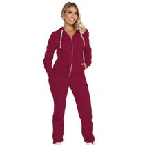 Conjunto De Moletom Flanelado Com Blusa e Calça Feminino De Inverno