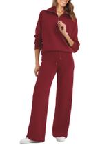 Conjunto de Moletom Glamaker Feminino - 2 Peças, Bordô, Tamanho M Conjunto de Moletom Glamaker Feminino - 2 Peças, Bordô, Tamanho M