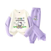 Conjunto De Moletom Hello Kitty Para Menina Bebê Roupas De Outono 2 Peças Suéteres Pullover Calças