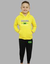 Conjunto De Moletom Infantil Brasil Blusa Capuz E Calça