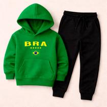 Conjunto de Moletom Infantil Brasil Seleção Brasileira Copa do Mundo Amarelo Premium Unissex Conjunto de Moletom Infantil Brasil Seleção Brasileira Copa do Mundo Amarelo Premium Unissex