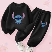 Conjunto De Moletom Infantil Disney Stitch Com Estampa De Desenho Animado, Blusa E Calças, 2 Peças Conjunto De Moletom Infantil Disney Stitch Com Estampa De Desenho Animado, Blusa E Calças, 2 Peças
