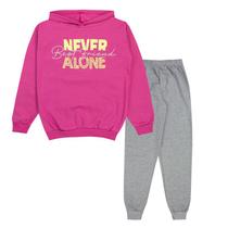 Conjunto De Moletom Infantil Feminino Never Alone Pink - Moderna Fashion