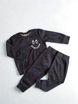 Conjunto de Moletom Infantil Good Vibes Preto