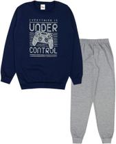 Conjunto De Moletom Infantil Masculino azul + cinza Control Marinho P
