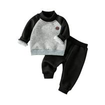 Conjunto De Moletom Infantil Masculino Quente De Pelúcia Com Retalhos, Manga Longa, Roupa De Outono Conjunto De Moletom Infantil Masculino Quente De Pelúcia Com Retalhos, Manga Longa, Roupa De Outono