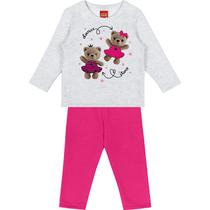 Conjunto de Moletom Infantil Menina Feminino Blusão de Moletom e Calça Mescla Kyly