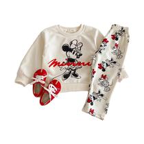 Conjunto De Moletom Infantil Menina Minnie Com Manga Longa, Moda Infantil, Suéter E Calças 2 Peças