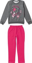 Conjunto de Moletom Juvenil Menina Gatinha Rosa e Cinza - Malwee Conjunto de Moletom Juvenil Menina Gatinha Rosa e Cinza - Malwee