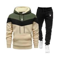 Conjunto De Moletom Masculino Casual Tricolor Com Capuz Para Esportes E Corrida Diária De Alta