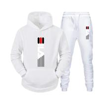 Conjunto De Moletom Masculino Com Capuz E Calças De Fleece 2 Peças Casual Esportivo Streetwear